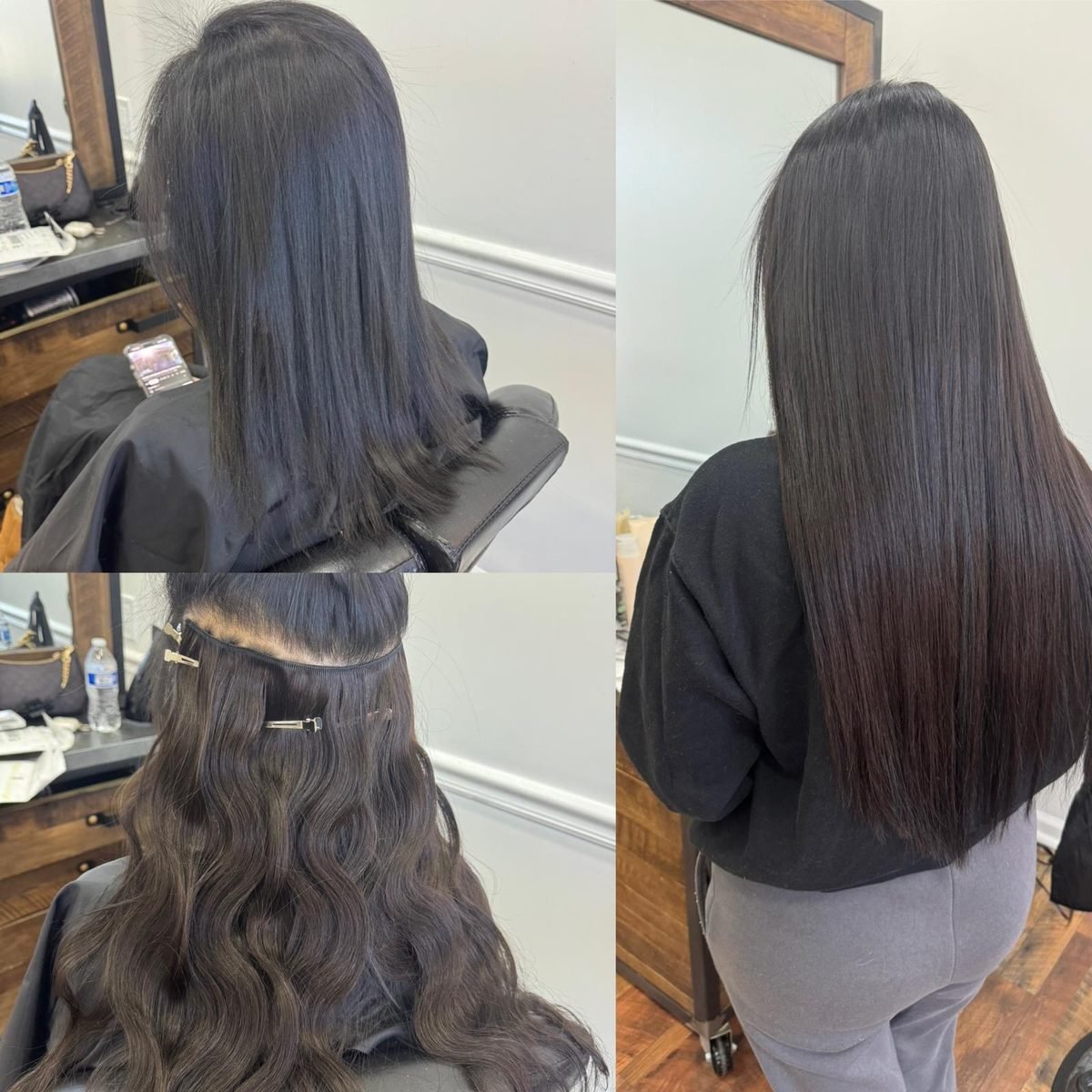 Before, during and after: extensions for long, sleek length