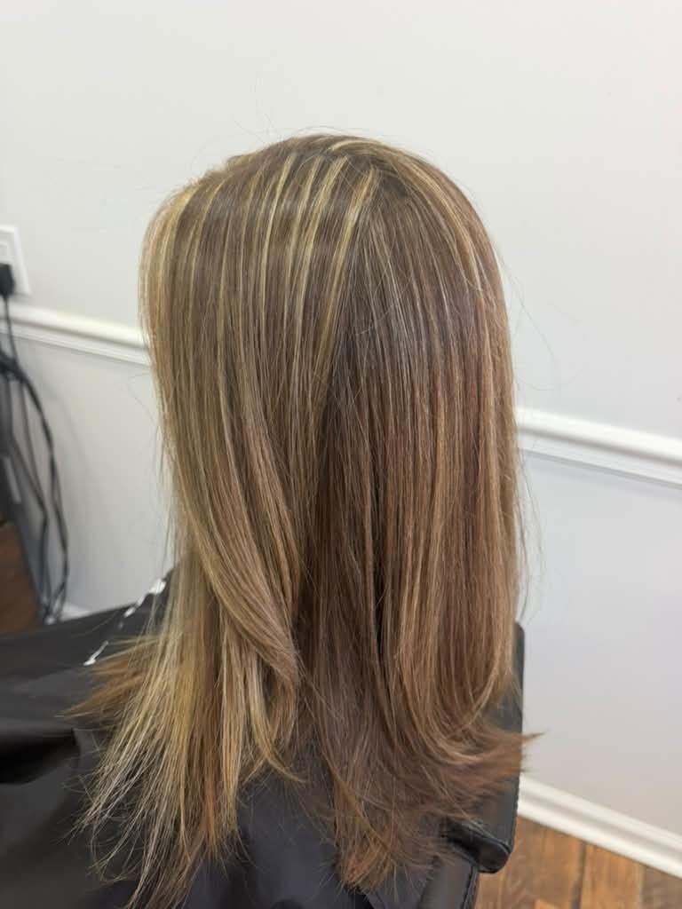 Brunette with blonde highlights